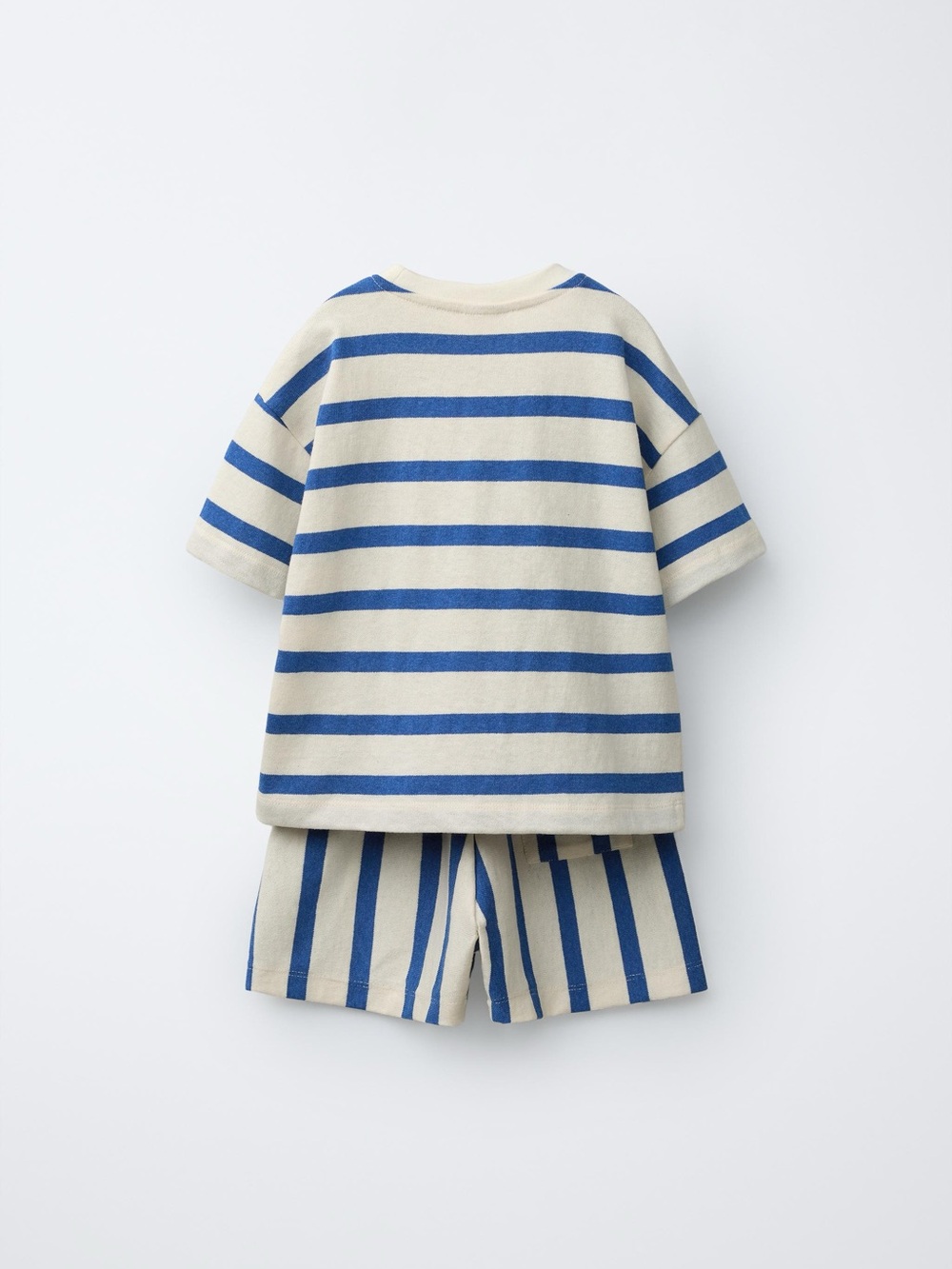 Zara Blue and White Striped Kids Matching Set (T shirt and shorts set)